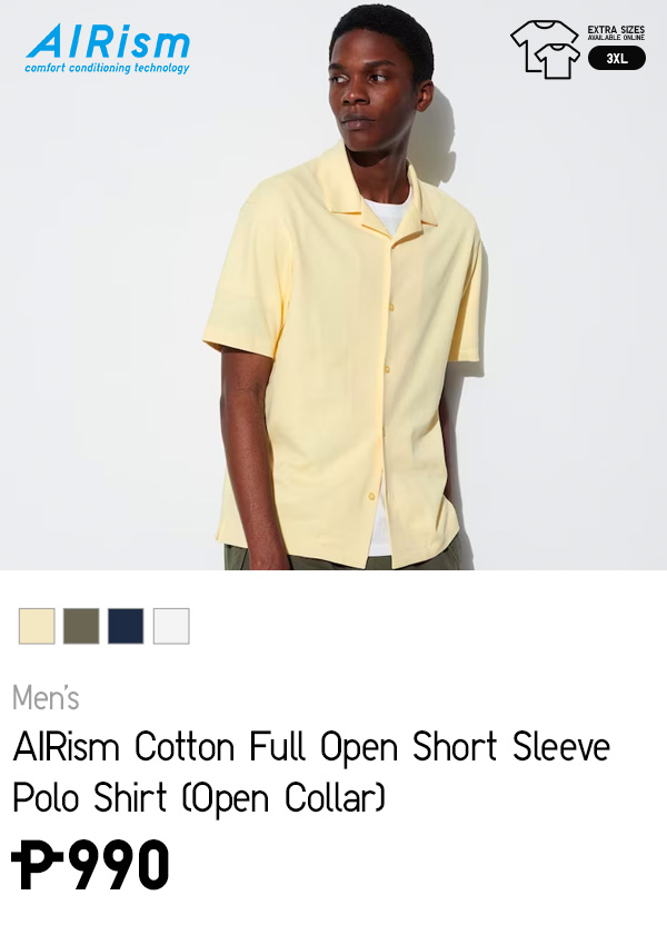 Uniqlo AiRism Cotton Full Open Polo Shirt Short Sleeve – the best