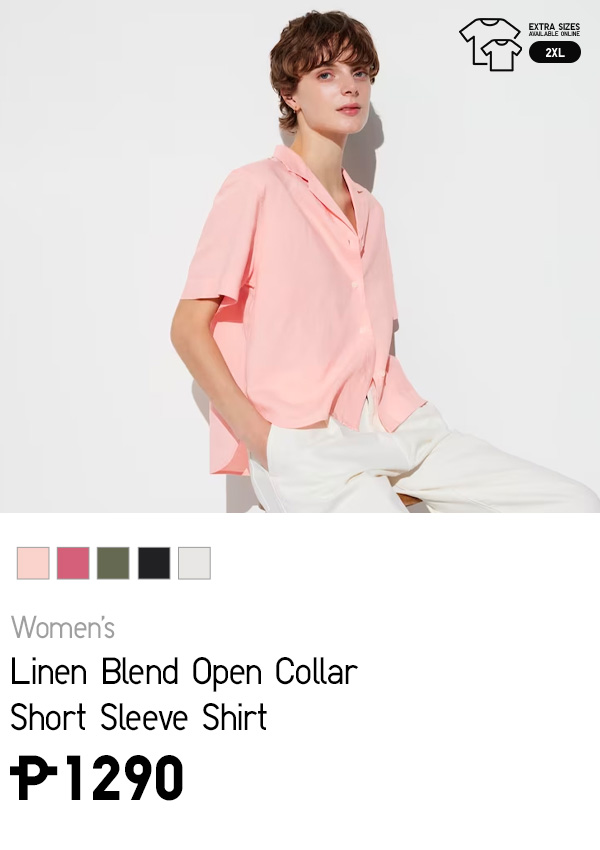 Check styling ideas for「LINEN BLEND OPEN COLLAR SHORT SLEEVE SHIRT」