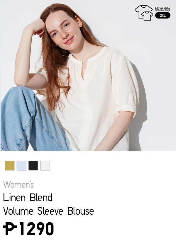 Linen Blend Volume Short Sleeve Blouse